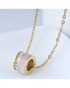 Korean Style Titanium Steel Fashion Sweet Inlaid Zirconium Shell Necklace