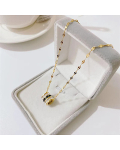 New 18K Gold Plated Ring Pendant Necklace Titanium Steel