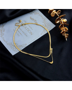 Fashion Muilt-Layer Retro Heart-Shaped Titanium Steel Necklace