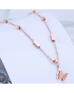 Fashion Butterfly Titanium Steel Single Layer Necklace Wholesale