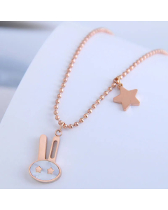 Korean Fashion Cute Rabbit Star Titanium Steel Necklace