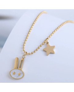 Korean Fashion Cute Rabbit Star Titanium Steel Necklace