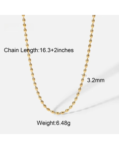 New Fashion Women Necklace Oval Bead 14K Gold Stainless Steel Wholesale