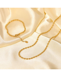 New Fashion Women Necklace Oval Bead 14K Gold Stainless Steel Wholesale