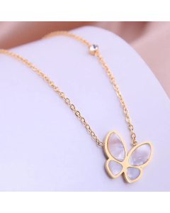 Korean Fashion Sweet Office Lady Butterfly Titanium Steel Necklace