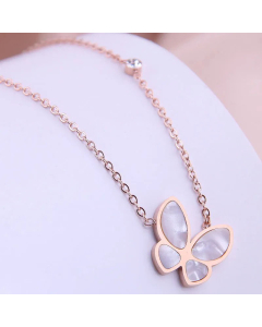 Korean Fashion Sweet Office Lady Butterfly Titanium Steel Necklace