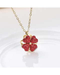 Temperament Diamond-Studded Four-Leaf Titanium Steel Necklace