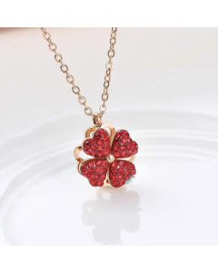 Temperament Diamond-Studded Four-Leaf Titanium Steel Necklace