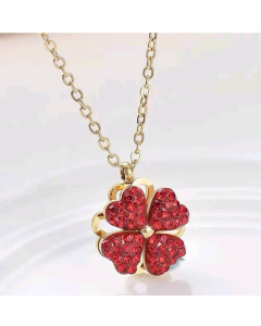 Temperament Diamond-Studded Four-Leaf Titanium Steel Necklace