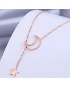 Fashion Star And Hollow Moon Necklace Titanium Steel 