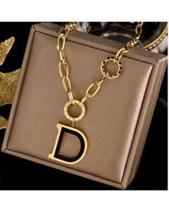Fashion Concise D Letter Pendant Stainless Steel Necklace