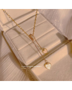 Korean Necklace Zircon Circle White Shell Titanium Steel Necklace Love Clavicle Chain