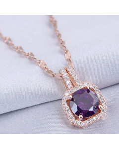 Fashion Square Zircon Luxurious Stainless Steel Necklace