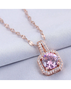 Fashion Square Zircon Luxurious Stainless Steel Necklace