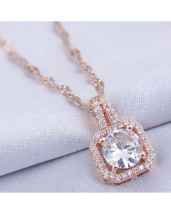 Fashion Square Zircon Luxurious Stainless Steel Necklace