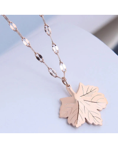Korean Fashion Office Lady Maple Leaf Titanium Steel Necklace
