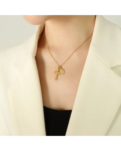 Trendy Cross Godfather Oval Pendant Titanium Steel Necklace Wholesale