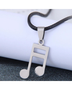 Korean Wax Rope Necklace Fashion Hip-Hop Concise Note Stainless Steel 