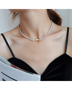 Wholesale Plated Necklace Full Diamond Zircon Titanium Steel Colorza