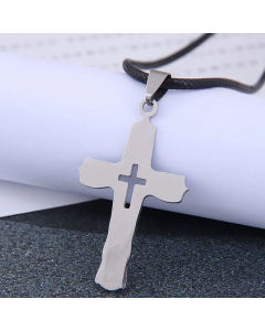 Korean Fashion Hip-Hop Simple Cross Wax Rope Stainless Steel Temperament Necklace