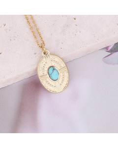 New Oval Natural Stone Necklace Fashion Geometric Stainless Steel