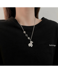 Fashion Bear Necklace Smiley Geometric Round Titanium Steel 