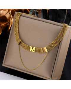 Fashion Simple Letter M Titanium Steel Necklace Ring Wholesale