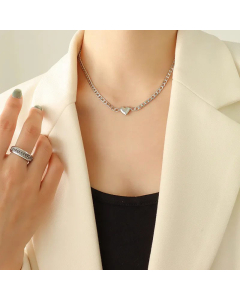 Fashion 18K Gold Clavicle Chain Heart-Shaped Pendant Titanium Steel 