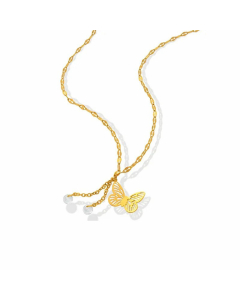 Fashion Butterfly Tassel Zircon Pendant Titanium Steel Necklace