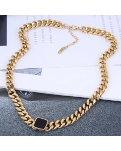 Colorza Fashion Metal Temperament Four-Square Titanium Steel Necklace