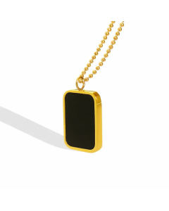 Fashion Plated 18K Gold Square Black Pendant Titanium Steel Necklace