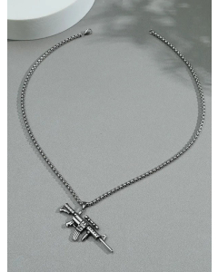 Colorza Personality Hip Hop Rock Gun Pendant Stainless Steel Men Necklace