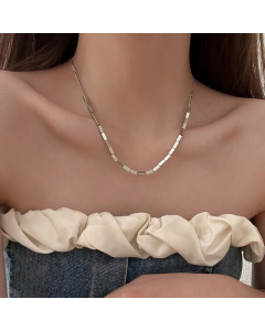 Fashion Geometric Three-Dimensional Necklace Square Pendent Titanium Steel 