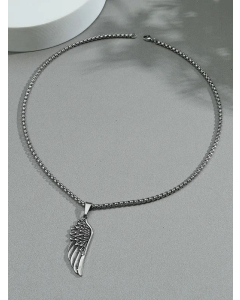 Trendy Male Domineering Feather Wings Pendant Necklace Retro Titanium Steel Jewelry