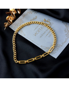Fashion Simple Polished Square Grinding Splicing Titanium Steel Necklace