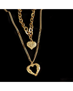 Fashion Hollow Heart-Shaped Pendant Muilt-Layer Titanium Steel Necklace