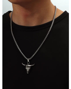 Exaggerated Retro Punk Style Sheep Head Pendant Men And Women Necklace Jewelry