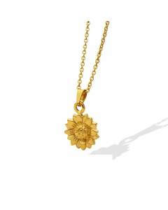 Fashion Titanium Steel Temperament Sun Flower Pendant Necklace