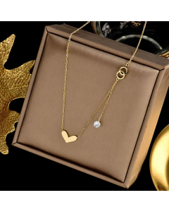 Fashion Simple Necklace Heart-Shaped Pendant Titanium Steel Necklace