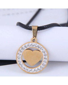 Korean Metal Concise Circle Love Heart Stainless Steel Personalized Diamond Necklace