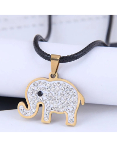 Korean Fashion Metal Simple Diamond Elephant Stainless Steel Necklace