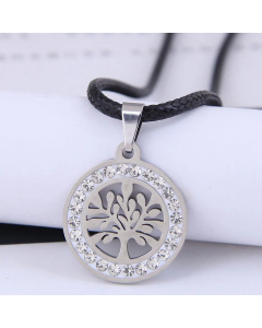 Korean Fashion Personality Necklace Metal Simple Auspicious Tree Diamond Stainless Steel 