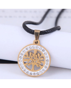 Korean Fashion Personality Necklace Metal Simple Auspicious Tree Diamond Stainless Steel 