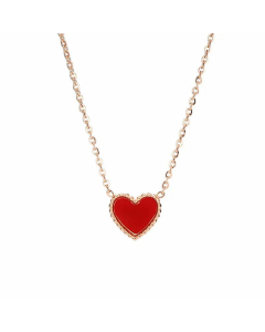 Female Creative Round Bead Heart Stainless Steel Clavicle Chain Necklace