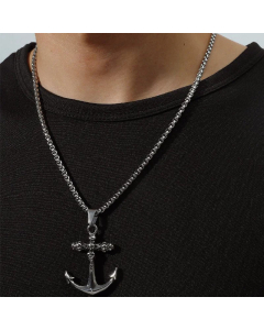 2023 New Colorza Hip-Hop Rock Personality Trend Anchor Titanium Steel Necklace