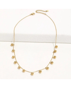 Plated 14K Gold Simple Steel Ball Pendant Titanium Steel Necklace