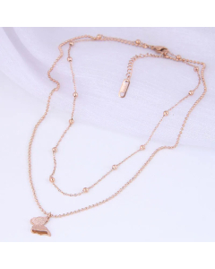 Double Layer Butterfly Bead Titanium Steel Necklace Wholesale Colorza