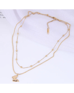 Double Layer Butterfly Bead Titanium Steel Necklace Wholesale Colorza