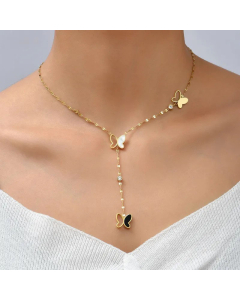 Fashion Simple Gold Hollow Shell Butterfly Pendant Titanium Steel Necklace