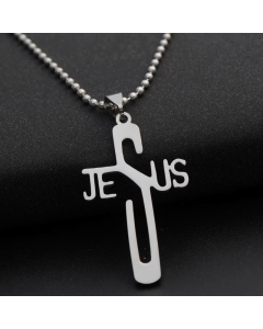 Wholesale Colorza Cross Letters Pendant Stainless Steel Necklace 